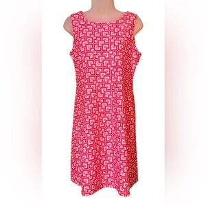 Jude Connally Beth Dress Size M Women Preppy Sleeveless Stretch Geometric Pink